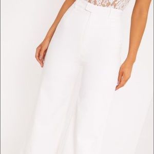 Prettylittlethings reemah cream wide leg trousers
